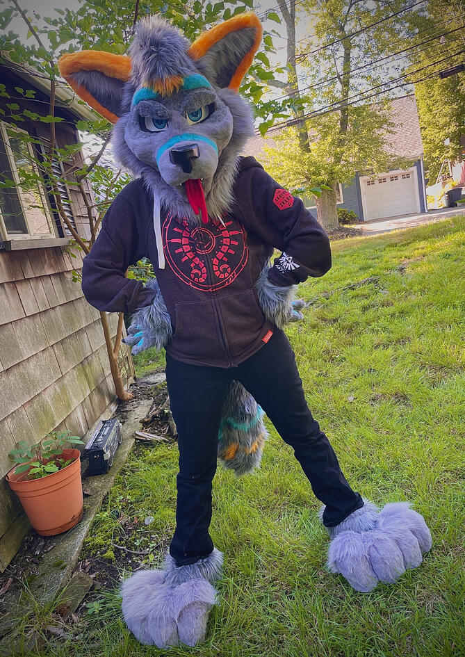 fursuit partial grey gray fox follow me eyes eyelids atlas blue orange